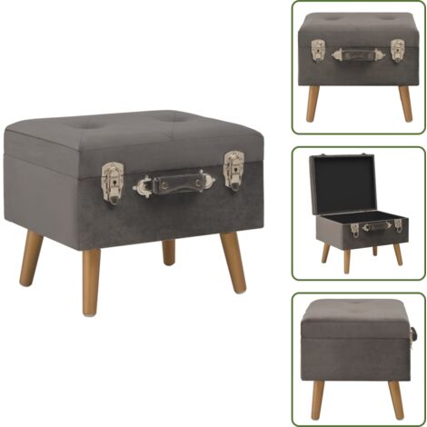 Sgabello in legno - vidaXL Sgabello con Contenitore 40 cm in Velluto Grigio -