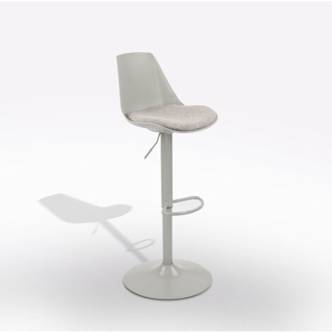 SGABELLO IN METALLO GRIGIO CHIARO E TESSUTO MELANGE GRIGIO CHIARO