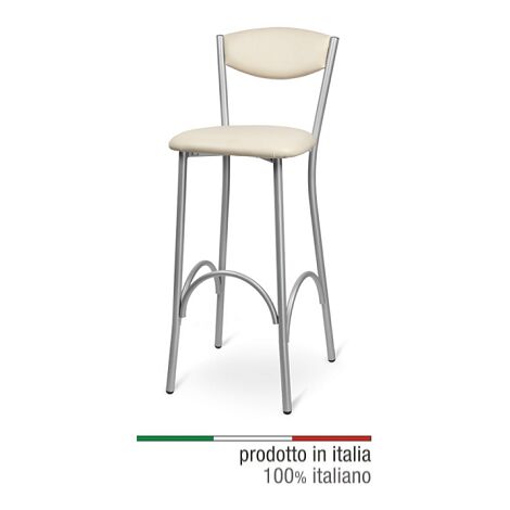 Sgabello in Metallo SG Aurora Imbottito Colore Cuoio