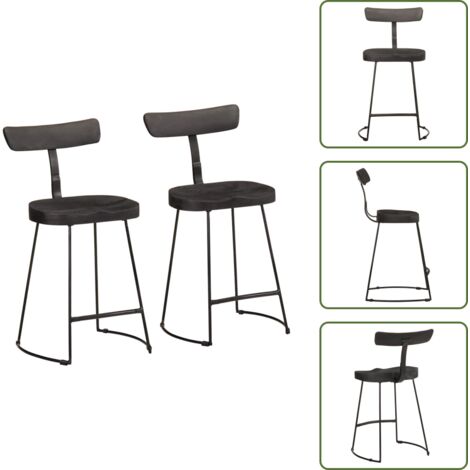 Sgabello in metallo - vidaXL Sgabelli da Bar 2 pz Neri 49x43x79 cm Legno Massello di Mango - Sgabello in legno massello