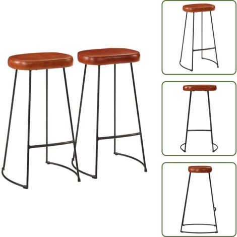 Sgabello in metallo - vidaXL Sgabelli da Bar Gavin 2 pz 44x37,5x78 cm - Sgabello in pelle