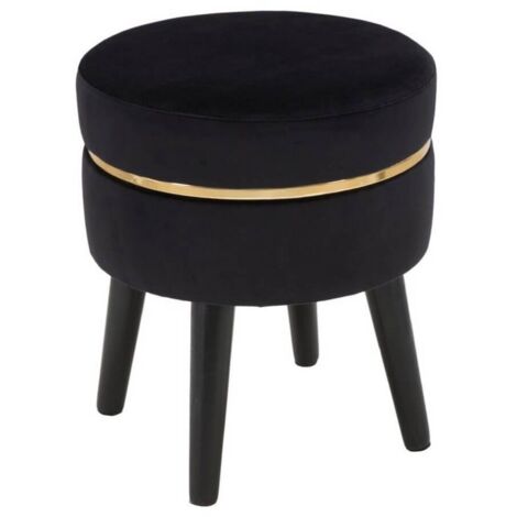 Sgabello in poliestere gambe in legno colore nero per interni