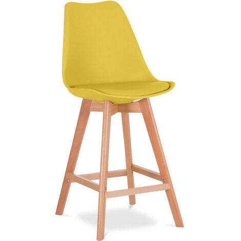 Sgabello in stile scandinavo - Gambe in legno - Denisse Giallo