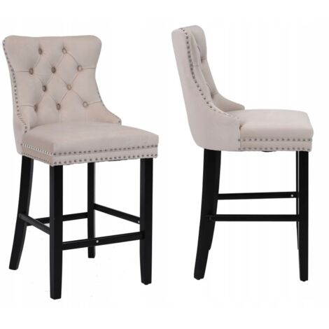 Sgabello in velluto beige H9-FX