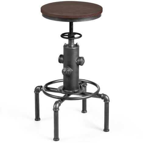 Sgabello industriale da bar regolabile con poggiapiedi ergonomico, Sgabello vintage per ristorante e pub Argento