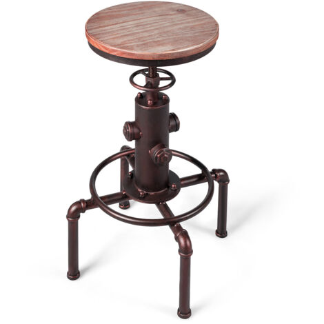 Sgabello industriale da bar regolabile con poggiapiedi ergonomico, Sgabello vintage per ristorante e pub Marrone