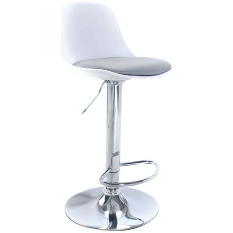 SGABELLO JONNY BIANCO SEDUTA POLIPROPILENE CUSCINO ECOPELLE GREY 41X44X83/103,5H