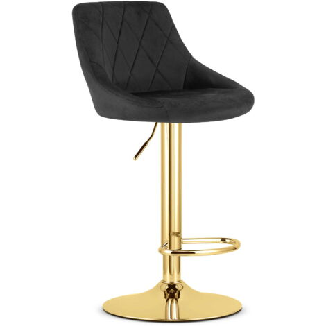 Sgabello KAST - velluto nero / base dorata