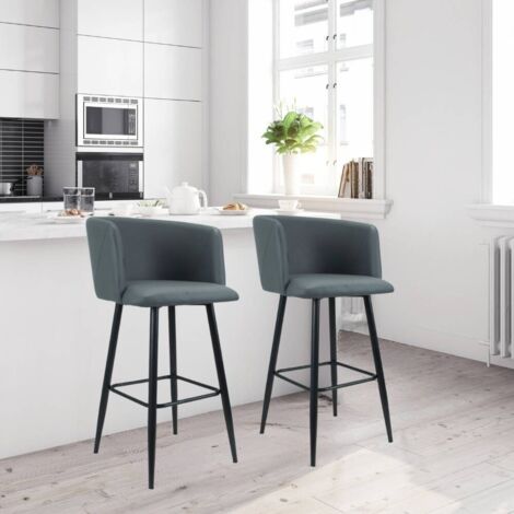 Sgabello Limin in ecopelle grigio con gambe nere opache