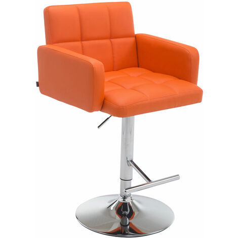 Sgabello Los Angeles in similpelle arancione cromo