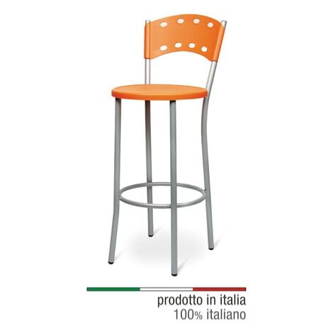 Sgabello Maiarca con Seduta e Schienale in Plastica Colore Arancione