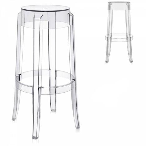 COMPRALO NEW Sgabello Moderno x2 Alto Cucina soggiorno Trasparente Policarbonato