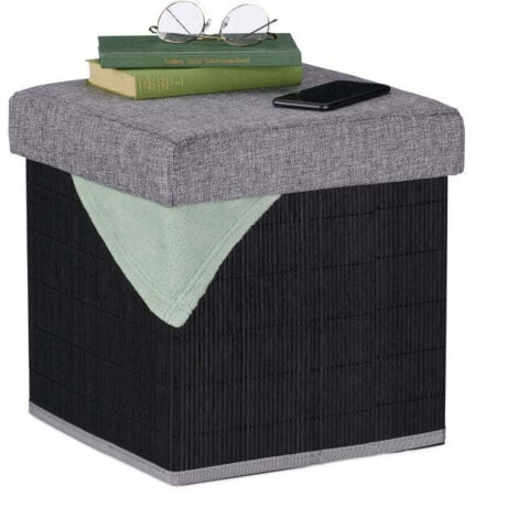 Sgabello nero con vano portaoggetti