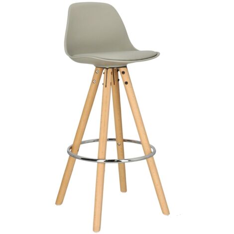 Sgabello Nord grigio con gambe in FAGGIO e ecopelle