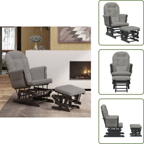 Sgabello per allattamento - vidaXL Poltrona Glider con Sgabello Grigio Chiaro in Tessuto - Seduta confortevole