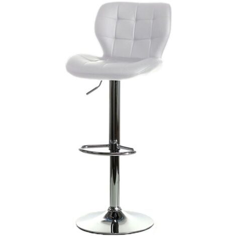 Sgabello per bar pub ristoranti con altezza regolabile elegante moderno seduta sedia con cuscino effetto trapuntato e metallo - Colori: bianco