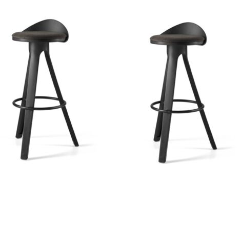 Sgabello per cucina bar in metallo verniciato Nero REINA set 2 pezzi