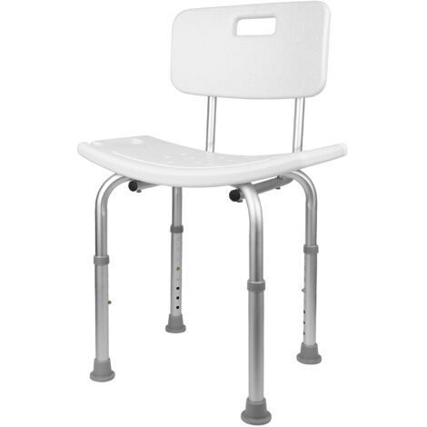 Sgabello per doccia con schienale,regolabile in altezza,51 × 26 × 70-83,5 cm