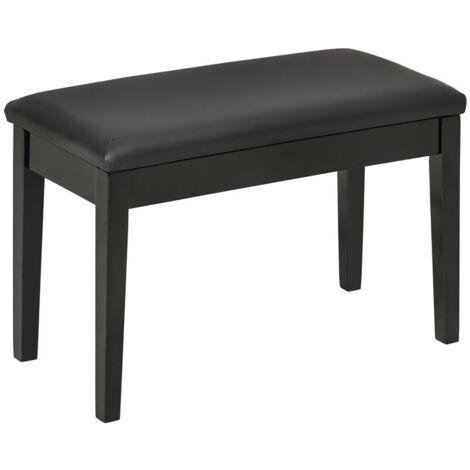 SGABELLO PER PIANOFORTE CON VANO CONTENITORE IN LEGNO E FINTA PELLE PU. 75X35X49CM. NERO