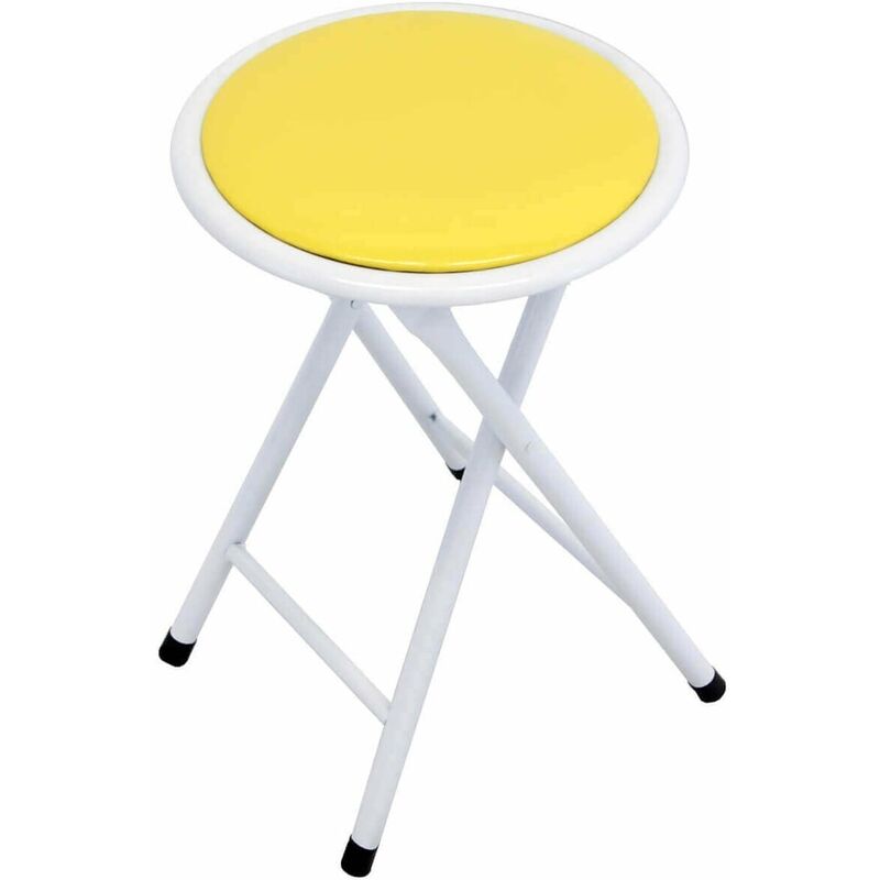 Gardeness - Sgabello pieghevole da viaggio con struttura in acciaio e seduta in pvc imbottita Ø30 cm Skinny - Yellow