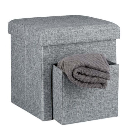 Sgabello pieghevole in lino con scomparto