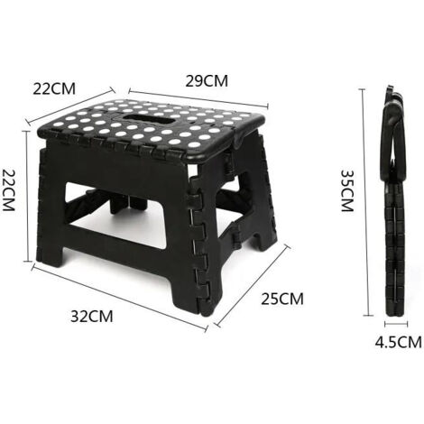 Sgabello pieghevole multiuso, sgabello a gradini, altezza 22 cm, nero