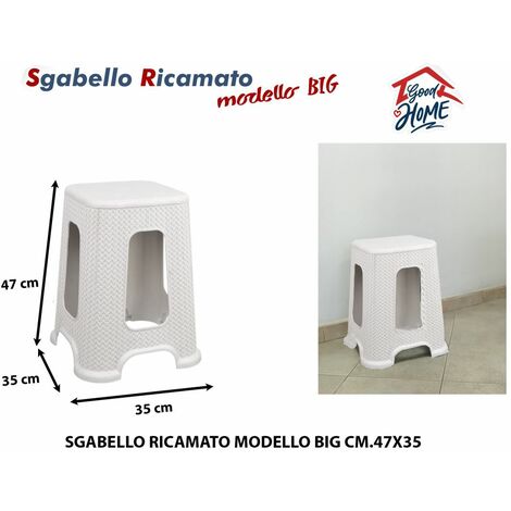 Sgabello sedia in dura plastica di resina bianco cm 41x35x46h da interno  bagno doccia casa lavoro salvaspazio