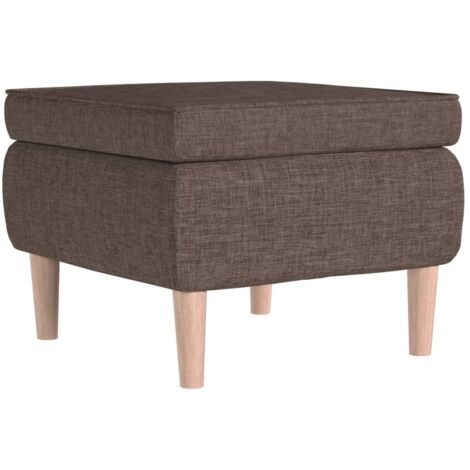 Sgabello poggiapiedi con gambe in legno e tessuto color tortora DEC026321