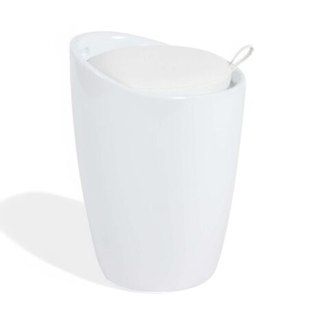 Sgabello pouf in abs con cuscino ecopelle bianco 36x36xH50 cm