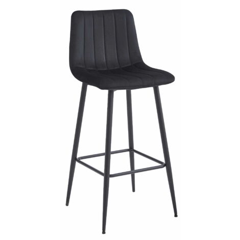 Sgabello POZZA - velluto nero / gambe nere x 1