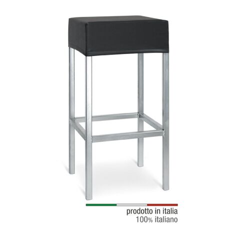 Sgabello Puffo in Metallo con Seduta Imbottita in Ecopelle Colore Senape