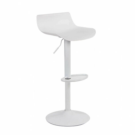 Sgabello regolabile con poggiapiedi per arredo bar esterno interno con seduta in polipropilene e struttura in acciaio Poly Steel - White