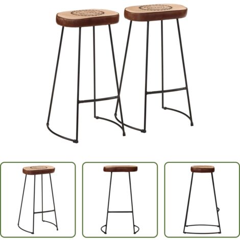 Sgabello retro -  Sgabelli da Bar 2 pz Marrone Scuro 44x37,5x78 cm