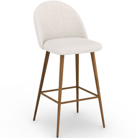 Sgabello rivestito in tessuto bouclé - Design scandinavo - Evelyne Bianco