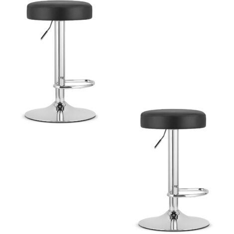 Sgabello ROJST - ecopelle nera / base cromata x 2