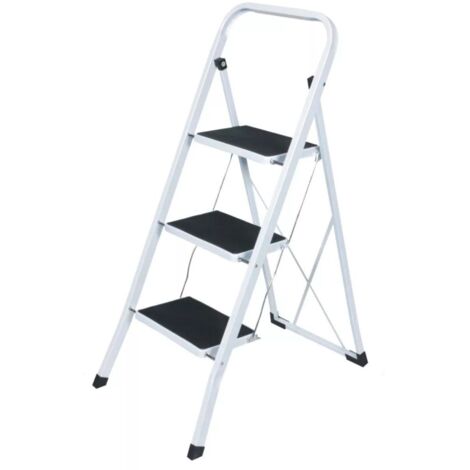 Sgabello Scala Scaletto in Metallo Tappetini Antiscivolo Stefy 3 Gradini