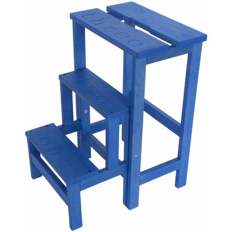 Sgabello Scaletta 60x40x46 cm in Legno Azzurro
