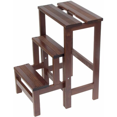 Sgabello Scaletta 60x40x46 cm in Legno Noce