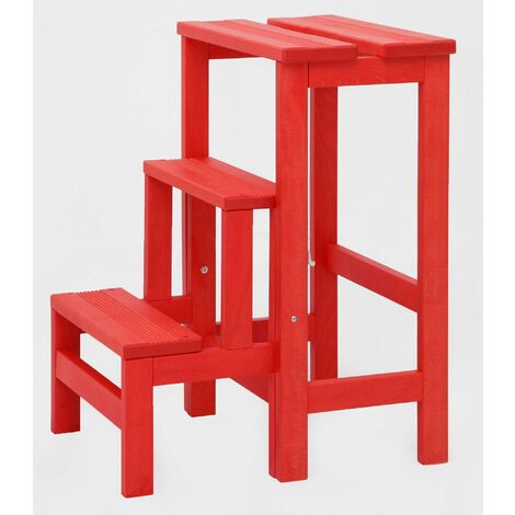 Sgabello Scaletta 60x40x46 cm in Legno Rosso