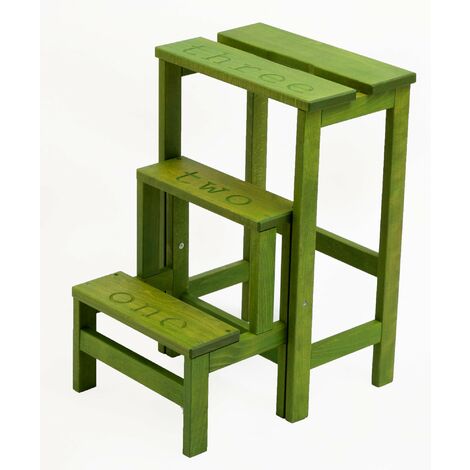 Sgabello Scaletta 60x40x46 cm in Legno Verde Oliva