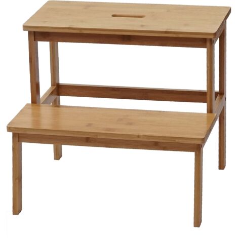 Sgabello Poggiapiedi in Bambù, Scaletta fino a 100 kg, 2 Scalini Appoggia Piedi, 40 x 40 x 40,5 cm, Naturale, Relaxdays | Leroy Merlin