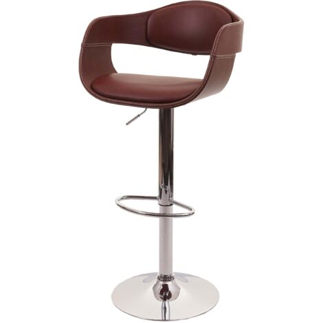 Sgabello sedia design elegante retrò HHG-637b acciaio cromato ecopelle marrone