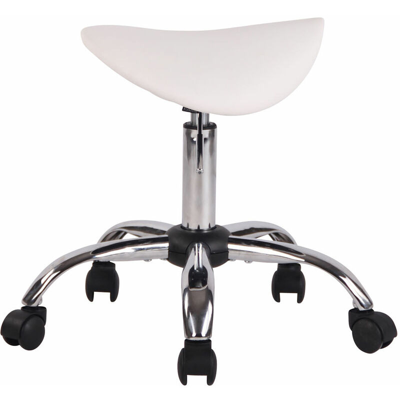 Image of Sgabello con ruote regolabile seduta in stile sella in similpelle vari colori colore : Bianco
