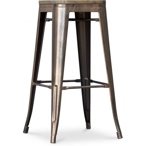 Sgabello Stylix in Legno 76cm - Metallo Bronze metallizzato - Legno, Acciaio, Metallo, Legno - Bronze metallizzato