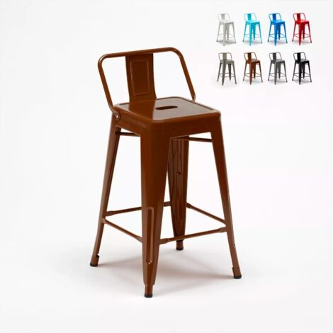 Sgabello Tolix Industrial con schienale in metallo bar cucina Steel Top