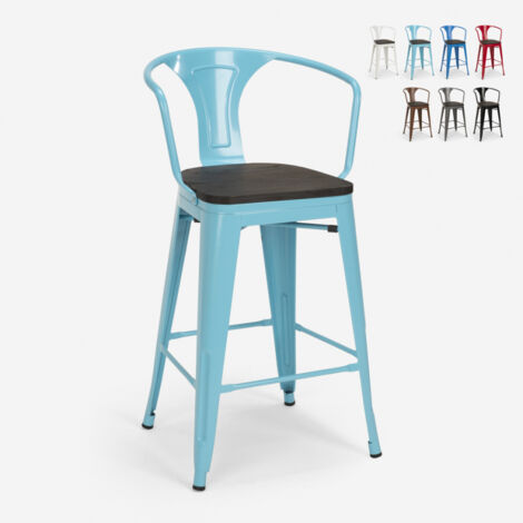 Sgabello Tolix industriale h68cm schienale top legno Steel Wood Back