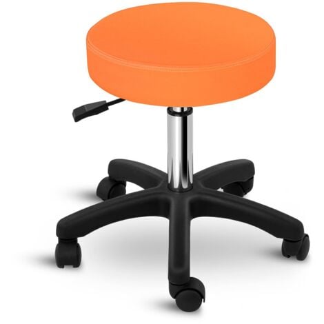 Sgabello Tondo Da Lavoro Saloni Parrucchieri Regolabile Pvc Acciaio Arancione