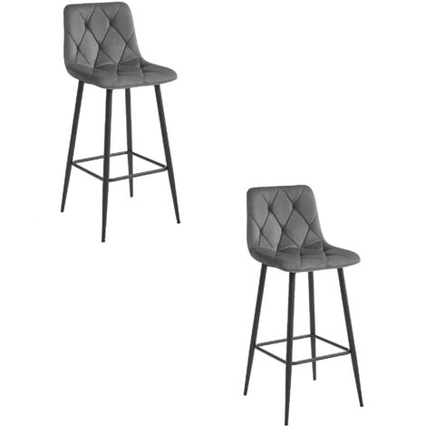 Sgabello Valora KODA, velluto grigio scuro, piedi neri (x2)