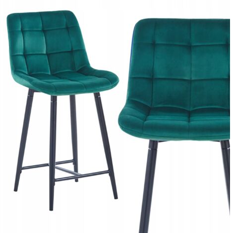 Sgabello verde velluto H1-FX (struttura nera)