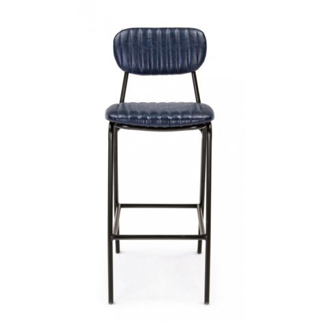 Sgabello vintage da bar in simipelle Blu DEBBIE 44x51x h100 cm